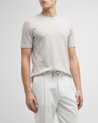 Men's Striped Cotton-Linen T-Shirt