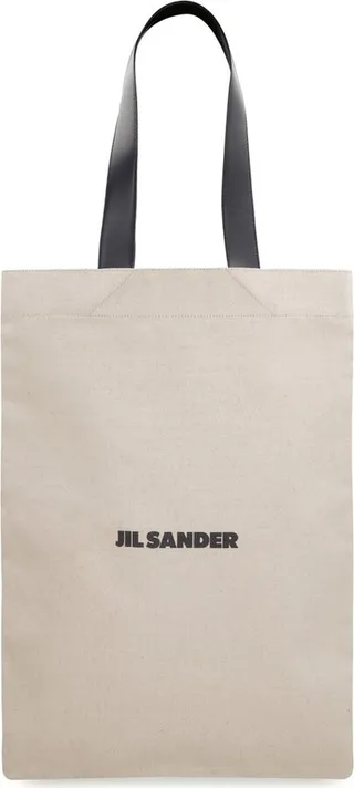 Jil Sander Logo Printed Large Tote Bag