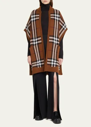 Carla Check Wool Cape
