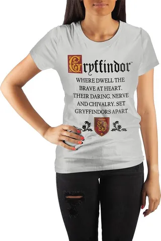 Harry Potter Gryffindor Cheer Sorting Hat's Song Women's White Tee T-Shirt Shirt-Small
