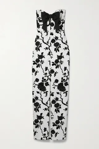RASARIO - Strapless Bow-detailed Cutout Floral-jacquard Gown - Black