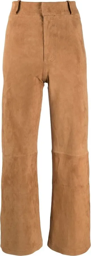 High-Waisted Suede Cropped Trousers