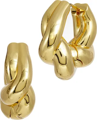 14K Gold Freeform Twist Hoop Earrings