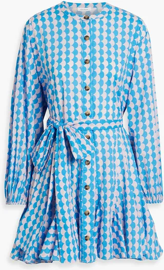 Emma fluted printed cotton mini dress