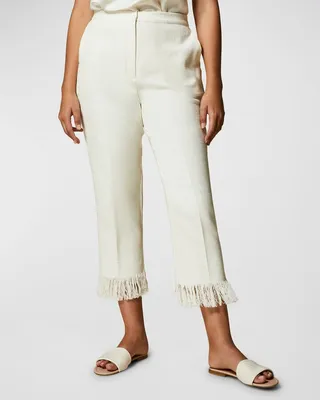 Plus Size Realista Cropped Fringe-Trim Trousers