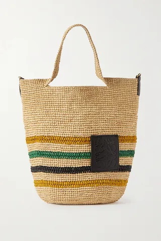 Loewe - + Paula's Ibiza Slit Leather-trimmed Striped Raffia Tote - Neutrals