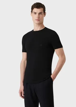 Stretch viscose bamboo jersey T-shirt with GA embroidery