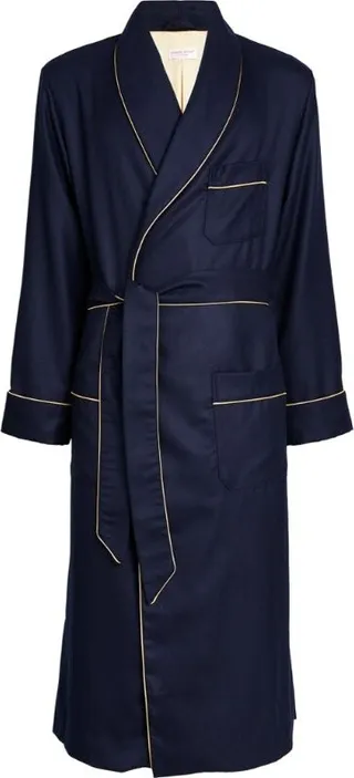 Derek Rose Cashmere-Silk Piped Robe