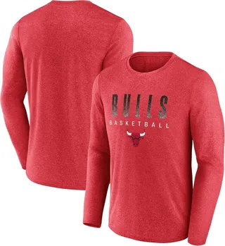 Men's Fanatics Branded Heathered Red Chicago Bulls Where Legends Play Iconic Practice Long Sleeve T-shirt