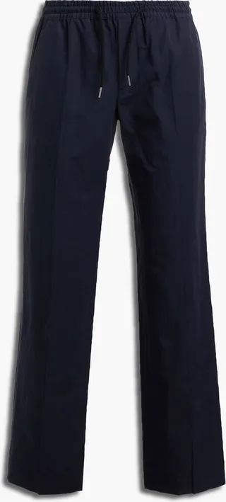 Slub cotton and linen-blend drawstring pants