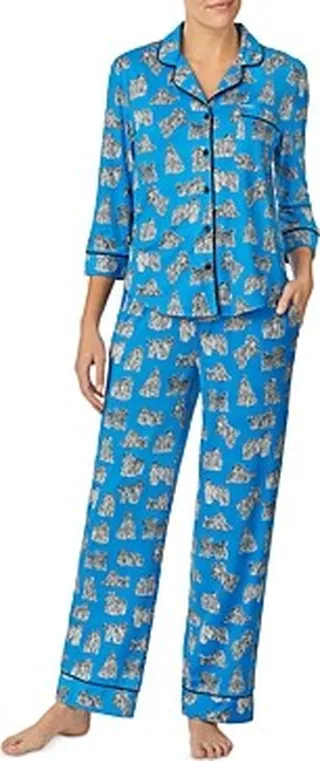 kate spade new york Three Quarter Sleeve Printed Pajama Set