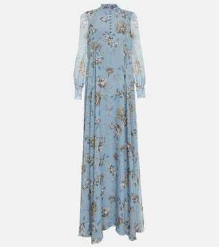 Justine floral silk voile gown
