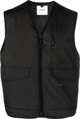 Clay logo-print padded vest