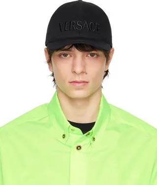 Versace Black Embroidered Cap