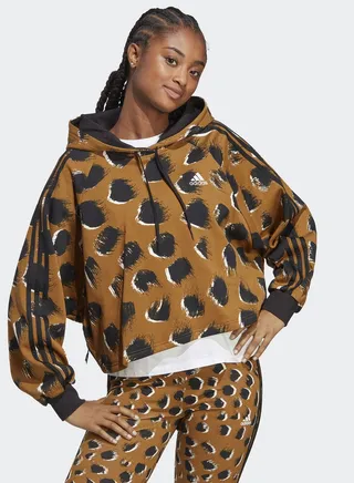 3 Stripe Essential Animal Print Hoodie