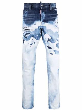 Mid-Rise Distressed Straight-Leg Jeans