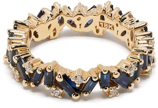 18kt yellow gold Bliss eternity sapphire and diamond ring