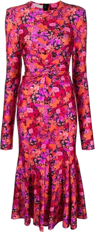 Floral-Print Pleated Midi Dress
