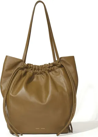 Drawstring Leather Tote