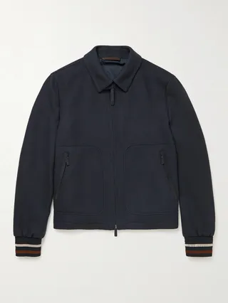 Slim-Fit Leather-Trimmed Achillfarm Wool Jacket