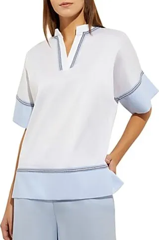 Misook Colorblock Split Neck Tunic