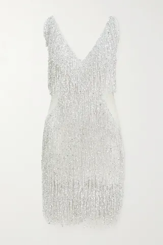 Naeem Khan - Gatsby Embellished Chiffon Mini Dress - White