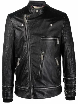 Iconic Plein leather biker jacket