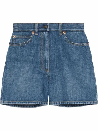Logo-Patch Denim Shorts