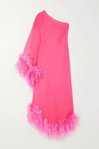 Taller Marmo - Ubud One-sleeve Feather-trimmed Crepe Gown - Pink