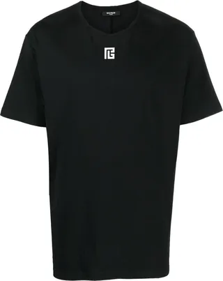 split logo print T-shirt