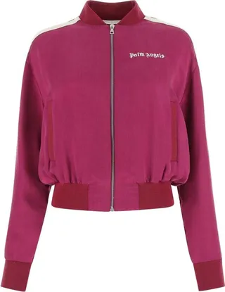 Palm Angels Striped Zipped Bomber Jacket