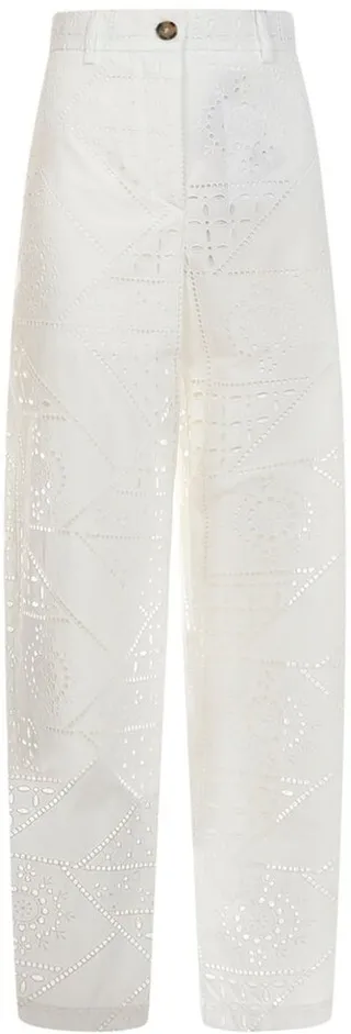 MSGM Perforated Straight-Leg Pants