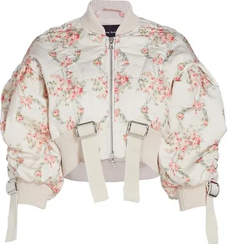 Floral Taffeta Cropped Bomber Jacket