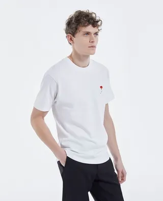 White cotton T-shirt with embroidery