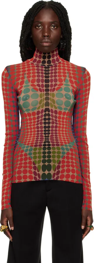 Jean Paul Gaultier Orange Dots Turtleneck