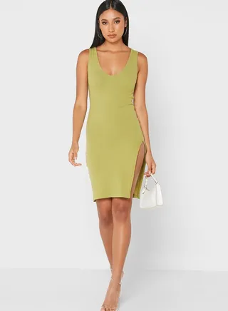 Rib Long Line Sleeveless Dress