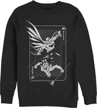 Men's Batman Hero vs Villain Playing Card Sweatshirt - Black - 2X Large