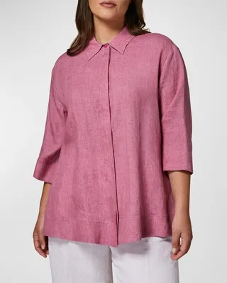 Plus Size Florida Button-Down Linen Shirt