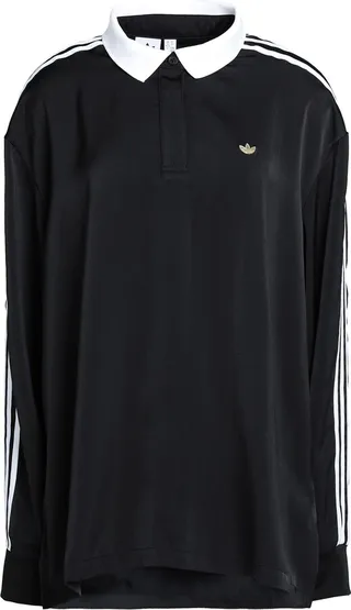 Originals Long Sleeve Satin Shirt With Collar Polo Shirt Black