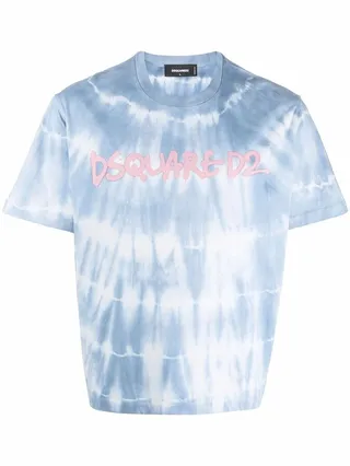 logo-print tie-dye cotton T-shirt