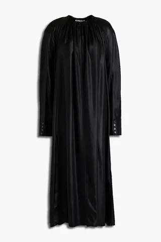 Gathered satin midi dress