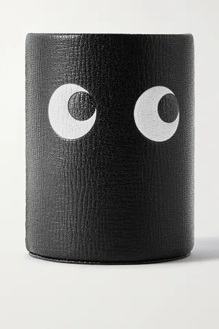 Anya Hindmarch - Eyes Printed Textured-leather Pencil Pot - Black