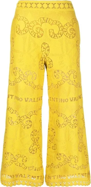 Cropped Pointelle Lace Trousers