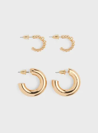 2 Pairs Hoop Earrings