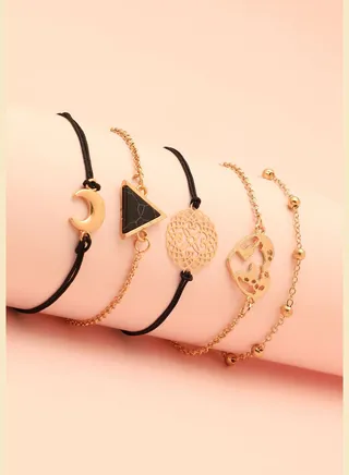 Set of 5 Gold Plated Designer Stone Bracelet