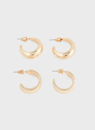 2 Pairs Hoop Earrings