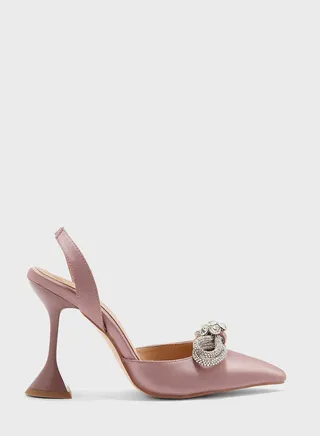 Satin Bow Interest Heel Pump