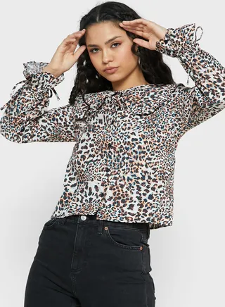 Printed Puff Sleeve Top
