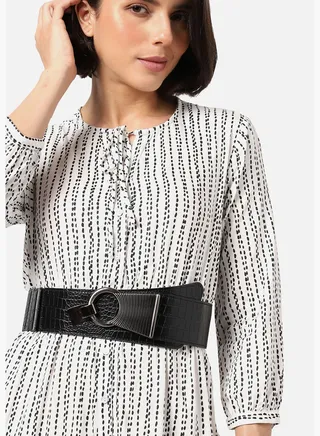 Casual Solid Stretchable PU Leather Waist Belt For Women