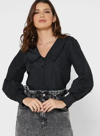 Balloon Sleeve Button Down Shirt